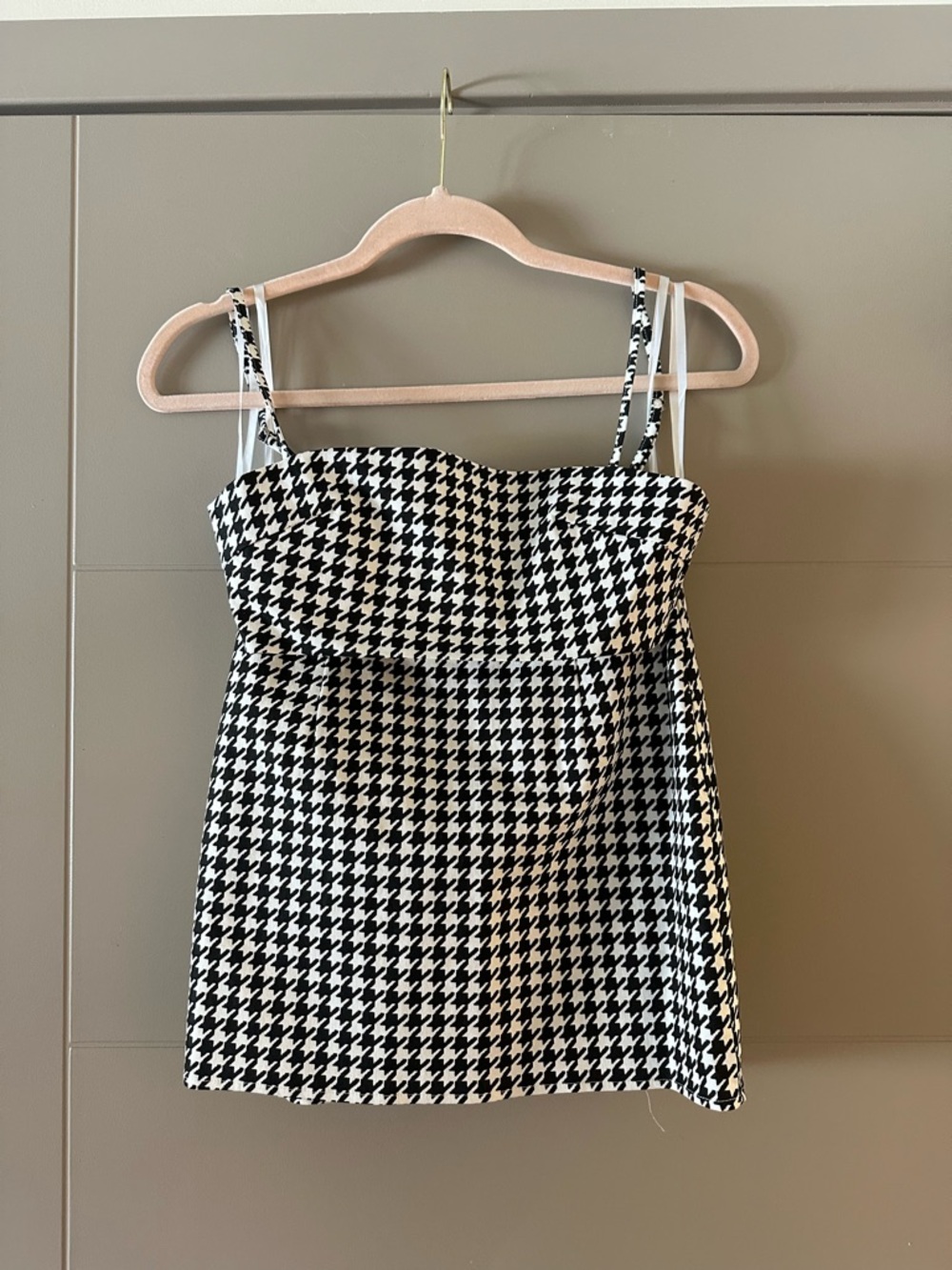 Superdown Black & White Houndstooth Strapless Two Piece Set size XS